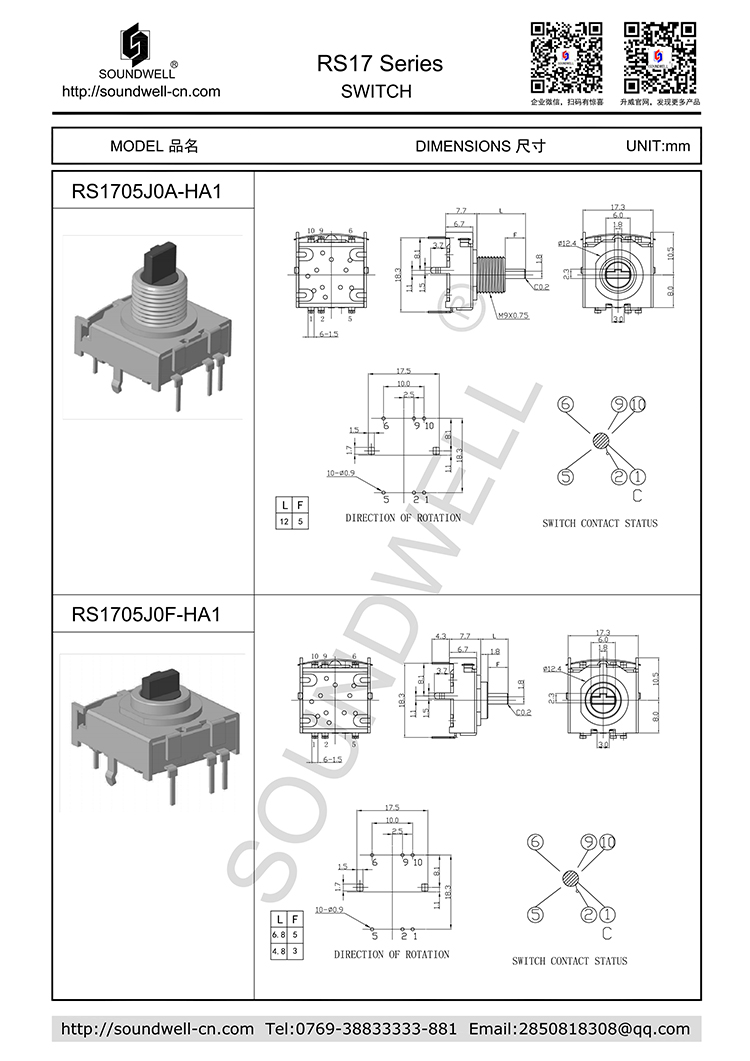 RS1705旋轉多路開關成品圖