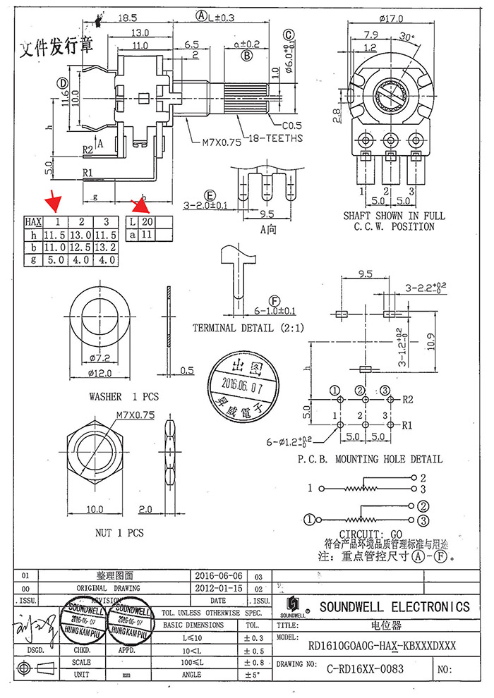 RD16可調電位器規格書